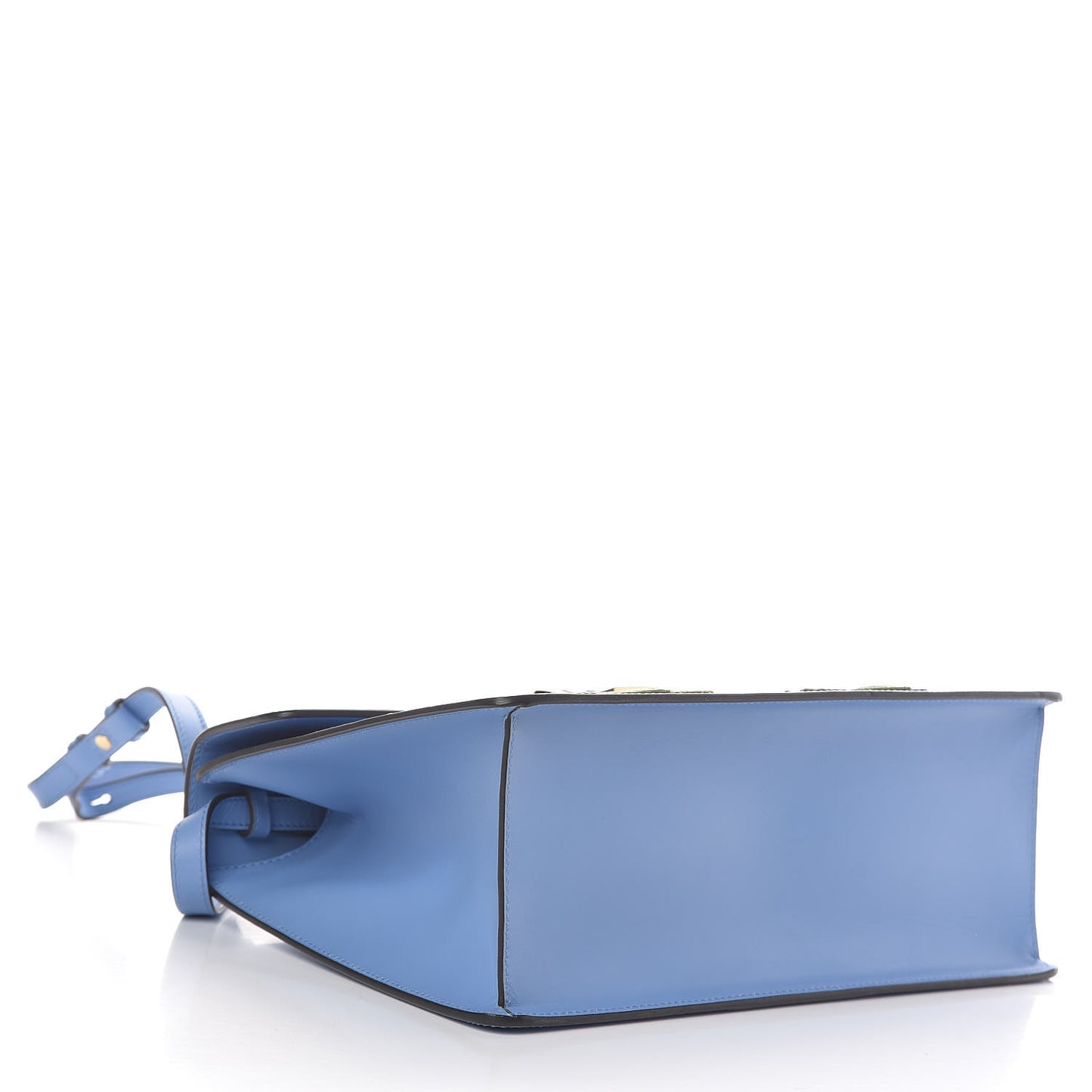Calfskin Embroidered Medium Sylvie Top Handle Bag Clear Sky Blue