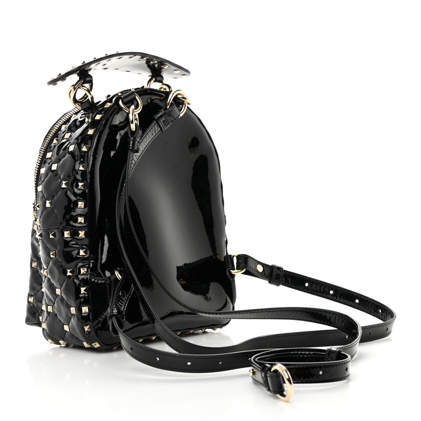 Patent Quilted Mini Rockstud Backpack Black