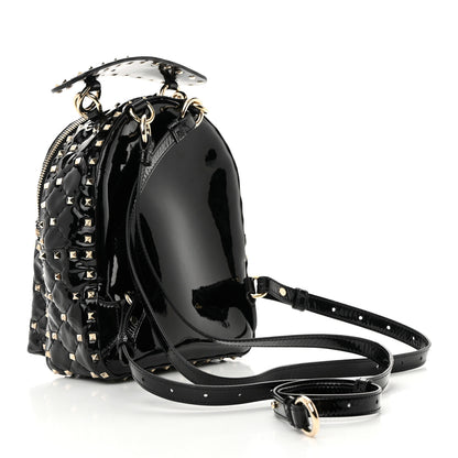 Valentino Garavani Patent Quilted Mini Rockstud Backpack Black 2 of 12