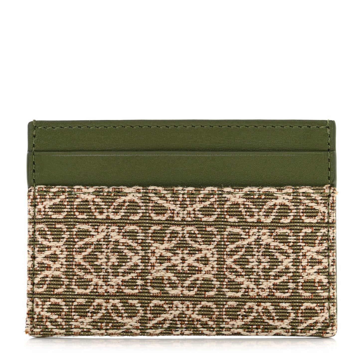 Calfskin Jacquard Anagram Cardholder Avocado Green