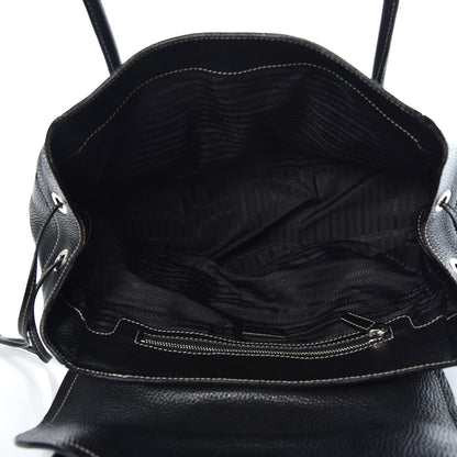 Prada Vitello Daino Stripe Shoulder Bag Black 5 of 15