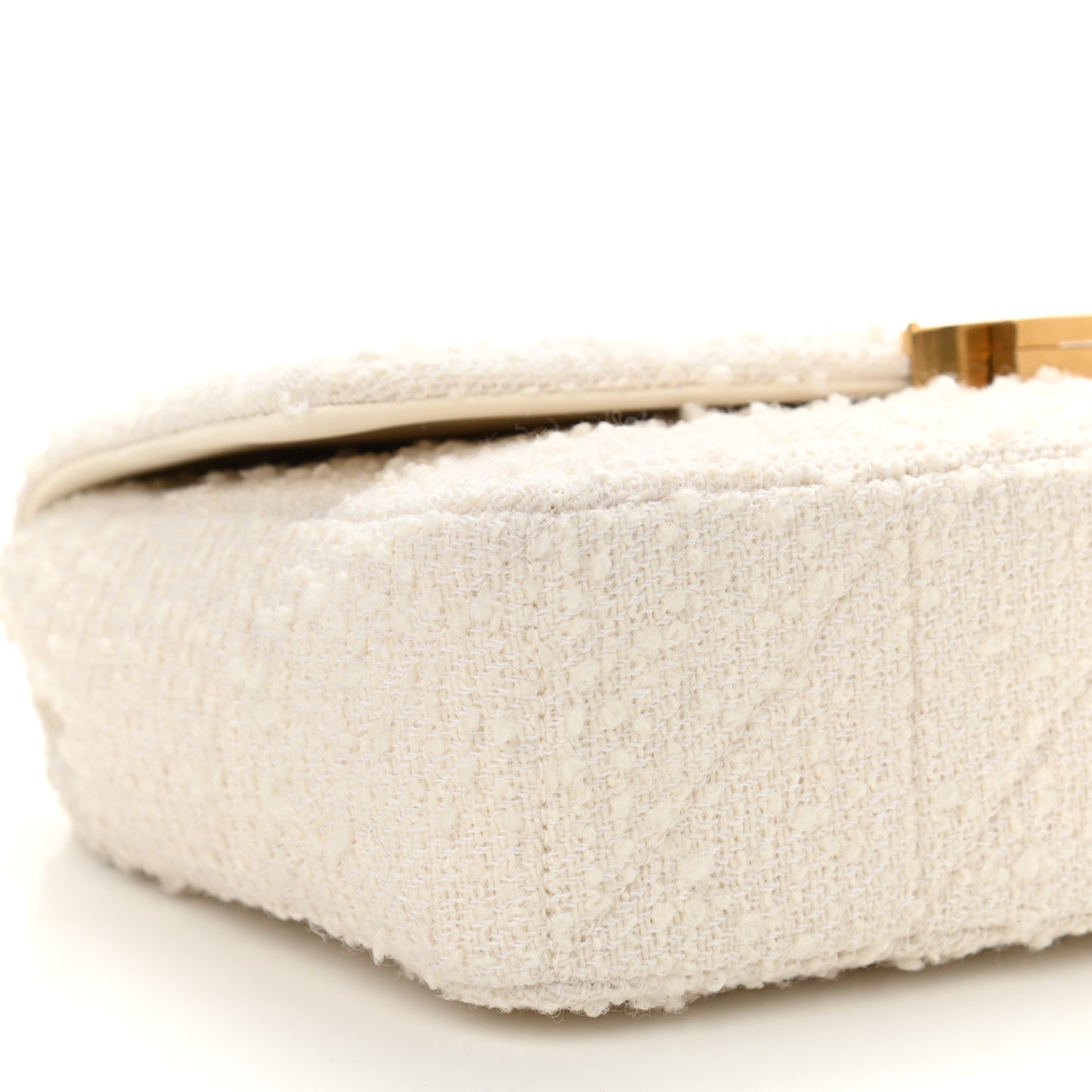 Boucle Tweed Patchwork Monogram Medium Jamie Baguette Craie