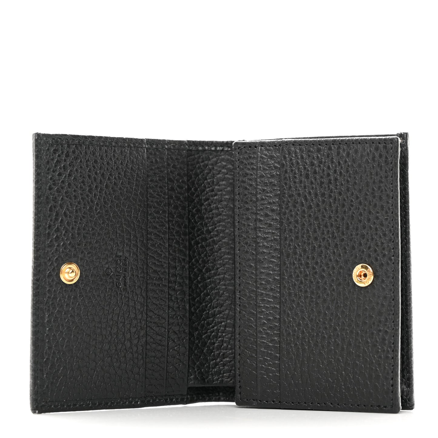 Pebbled Calfskin GG Marmont Card Case Black