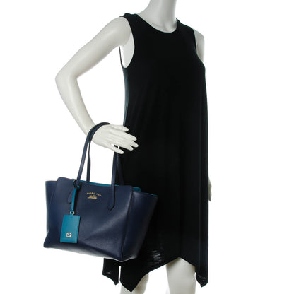 Gucci Dollar Calfskin Small Swing Tote Classic Marine Deep Cobalt 2 of 6