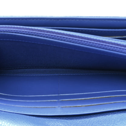Chanel Caviar Quilted Large Gusset Flap Wallet Blue 6 of 9