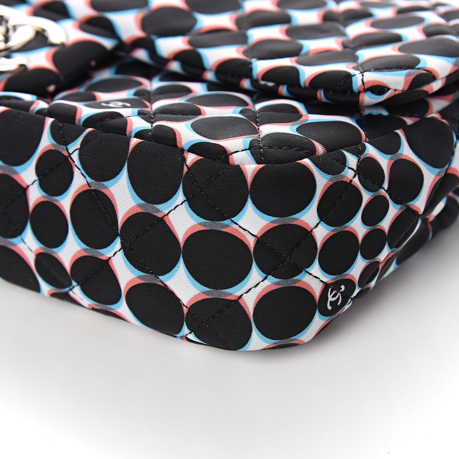 Chanel Nylon Printed Medium Single Flap Black White 8 of 9