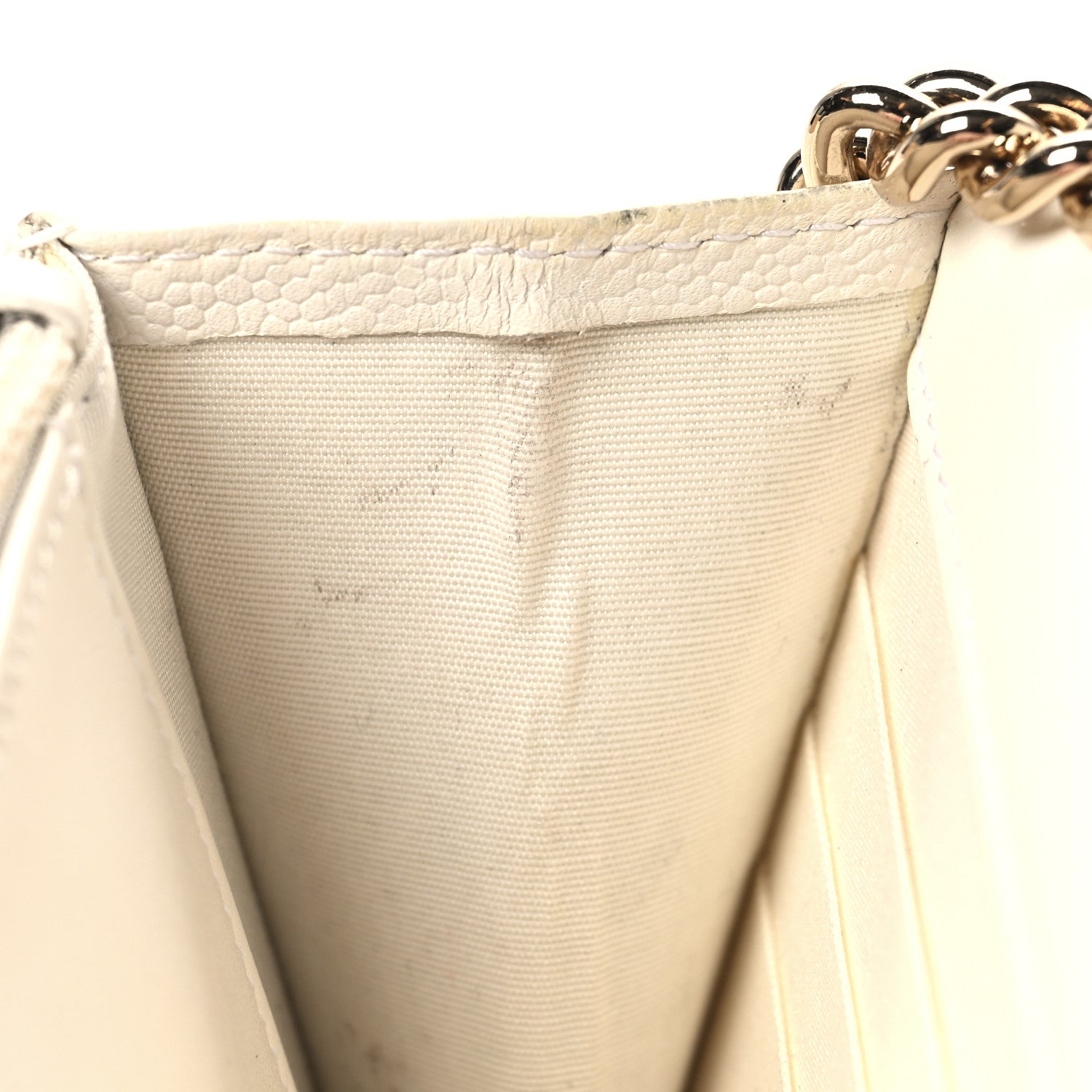 Chanel Caviar Quilted Boy Wallet On Chain WOC White 12 of 14