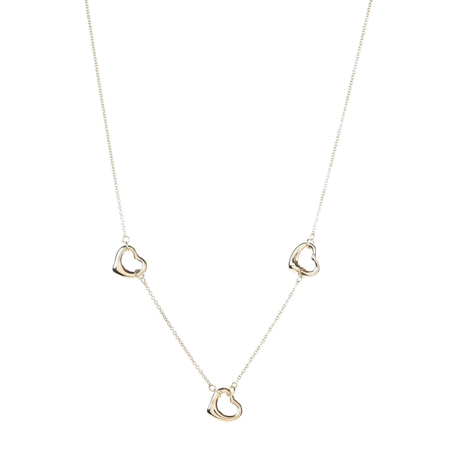 18K Yellow Gold Elsa Peretti 3 Open Heart Station Necklace
