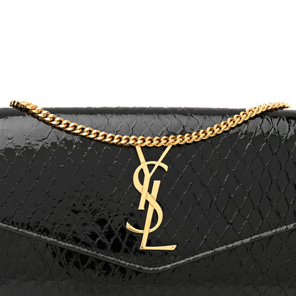 Saint Laurent Calfskin Python Embossed Monogram Uptown Chain Wallet Black 8 of 12