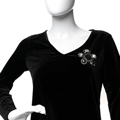 Chanel Crystal Pearl Gripoix Poured Glass CC Brooch Silver Black 2 of 4