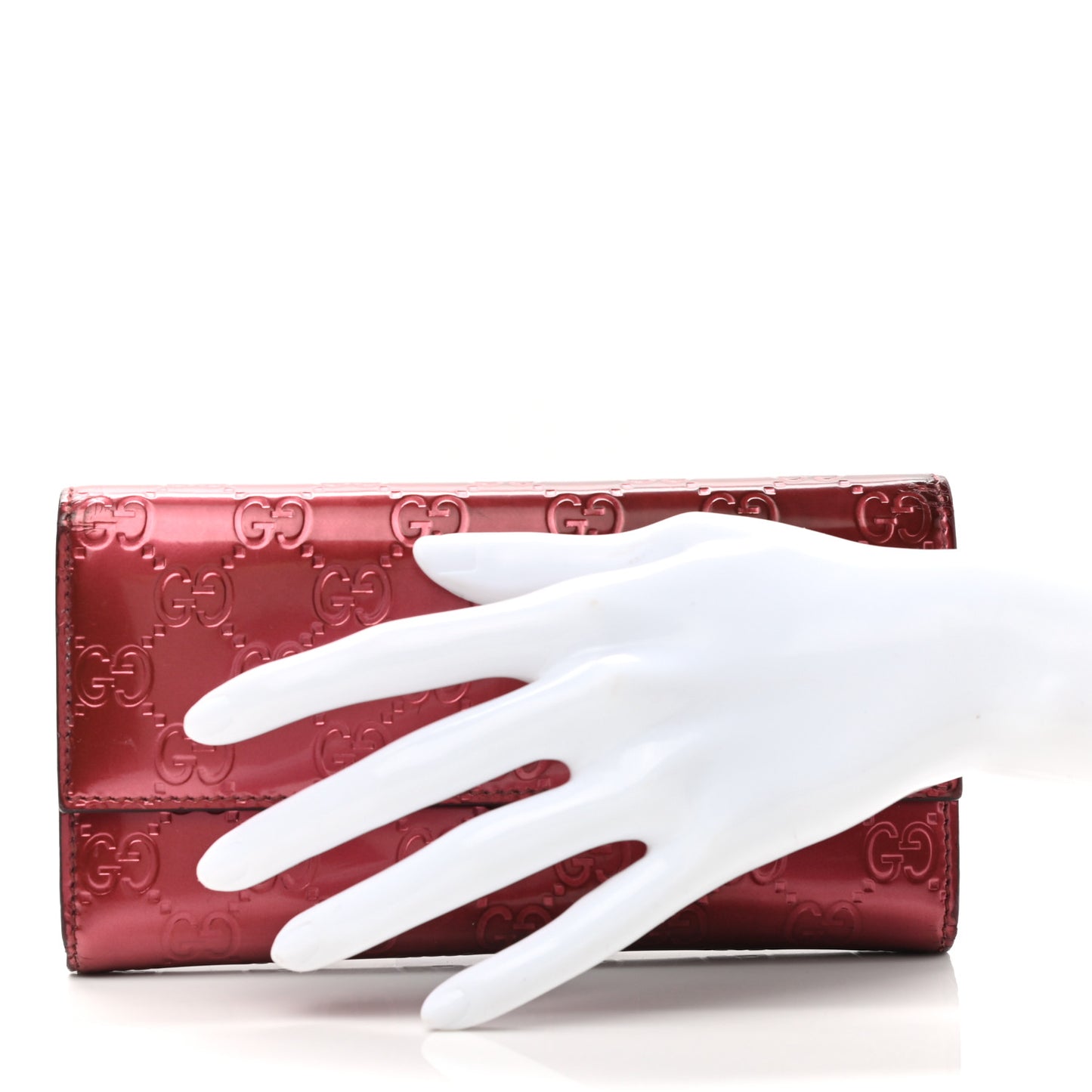 Shine Guccissima Lovely Heart Continental Wallet Tibet Red