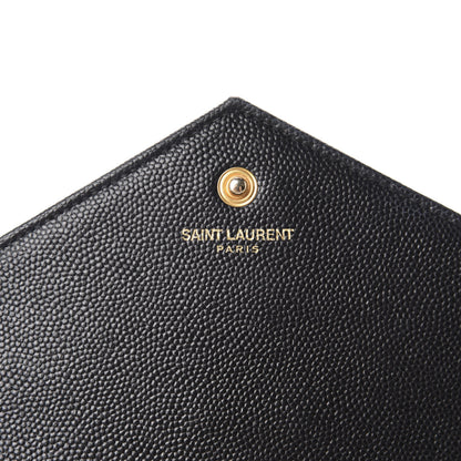Saint Laurent Grain De Poudre Matelasse Chevron Monogram Chain Wallet Black 8 of 12
