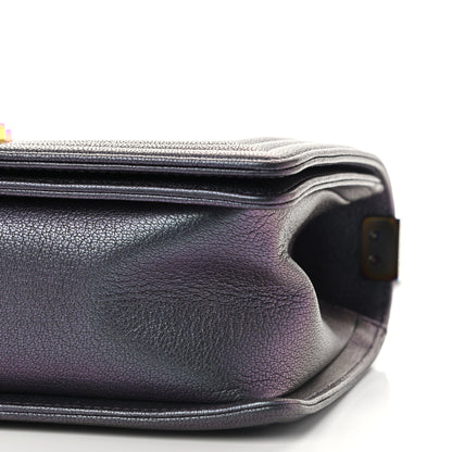 Chanel Iridescent Goatskin Quilted Medium Boy Flap Purple 10 of 11