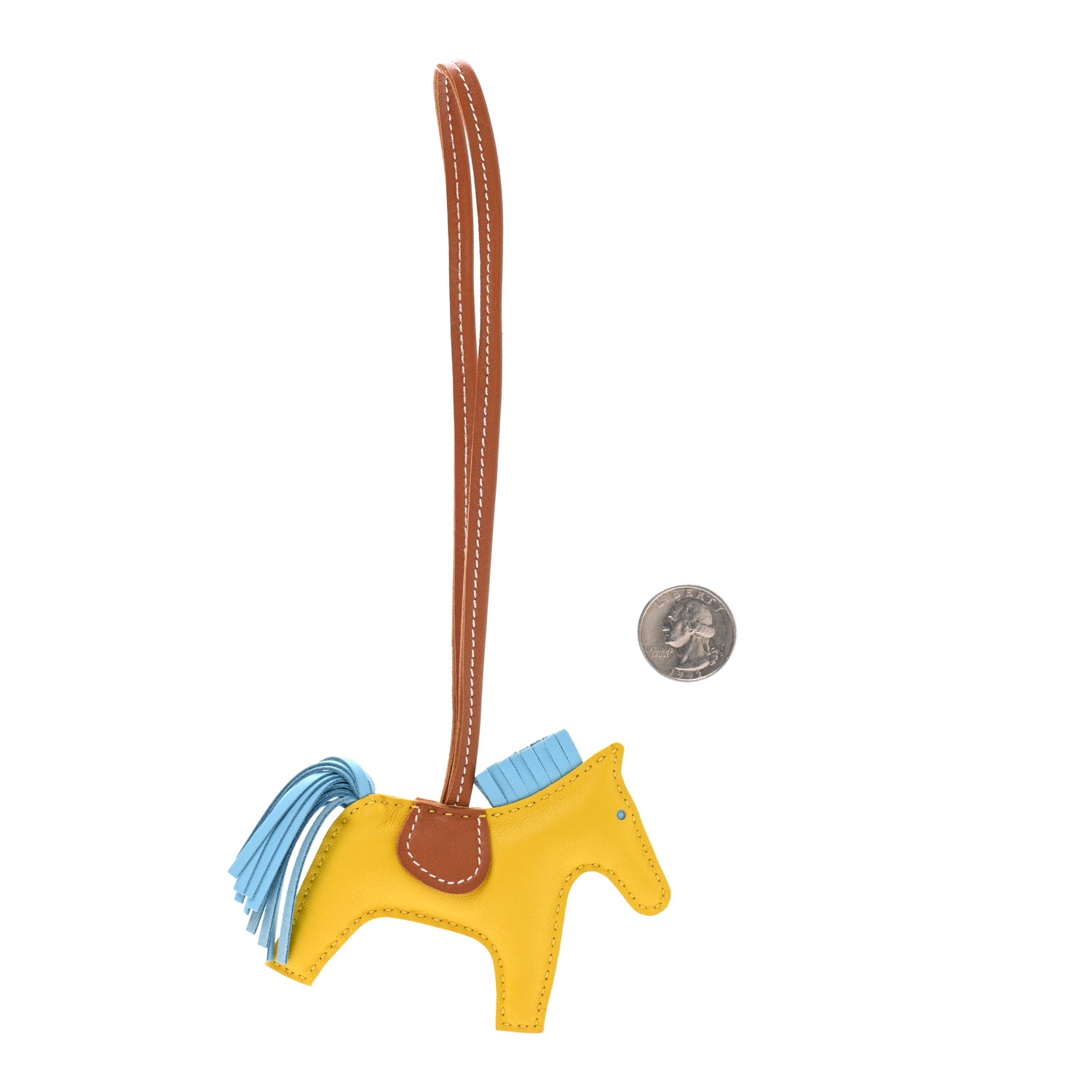 Hermes Milo Lambskin Grigri Rodeo Horse Bag Charm PM Jaune D'Or Bleu Zanzibar Rouge H 2 of 3