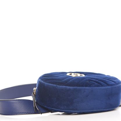 Gucci Velvet Matelasse GG Marmont Belt Bag 95 38 Cobalt Blue 8 of 9