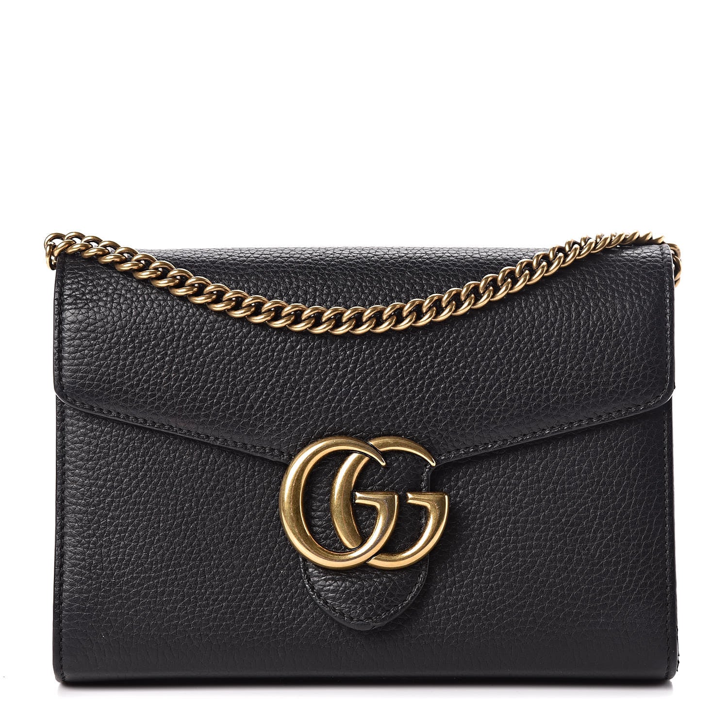 Gucci Calfskin GG Marmont Chain Wallet Black 1 of 11
