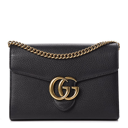 Gucci Calfskin GG Marmont Chain Wallet Black 1 of 11