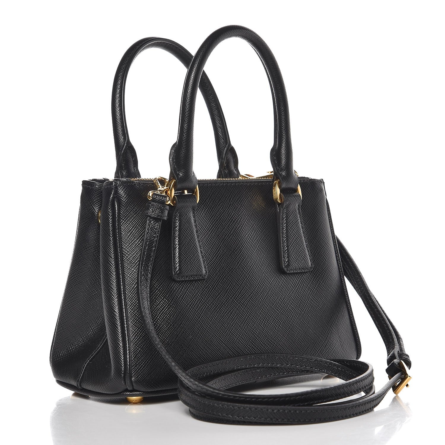 Prada Saffiano Lux Mini Galleria Double Zip Tote Black 5 of 8