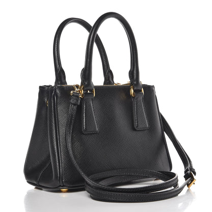 Prada Saffiano Lux Mini Galleria Double Zip Tote Black 5 of 8