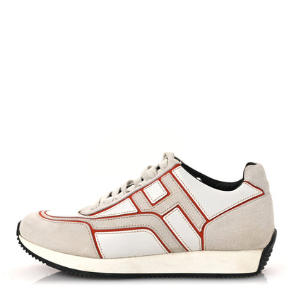 Hermes Calfskin Suede Goatskin Womens Chris Sneakers 36 White Multicolor 1 of 13