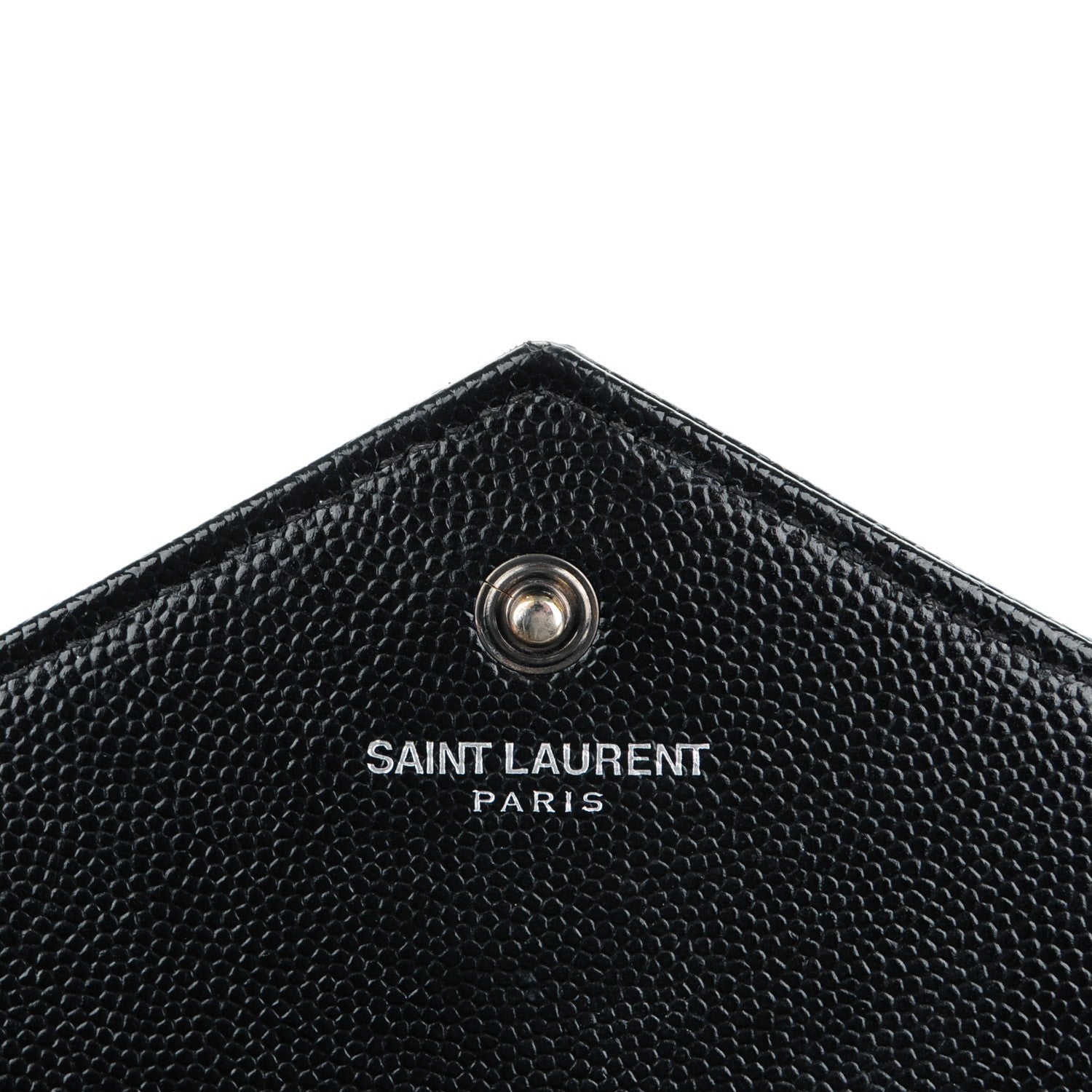 Saint Laurent Grain De Poudre Matelasse Chevron Monogram Chain Wallet Black 6 of 8