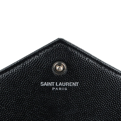 Saint Laurent Grain De Poudre Matelasse Chevron Monogram Chain Wallet Black 6 of 8