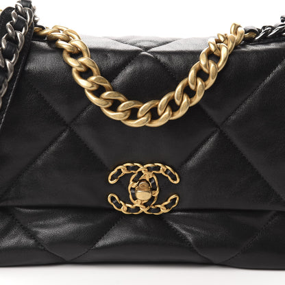 Chanel Lambskin Quilted Medium 19 Flap Black 10 of 11