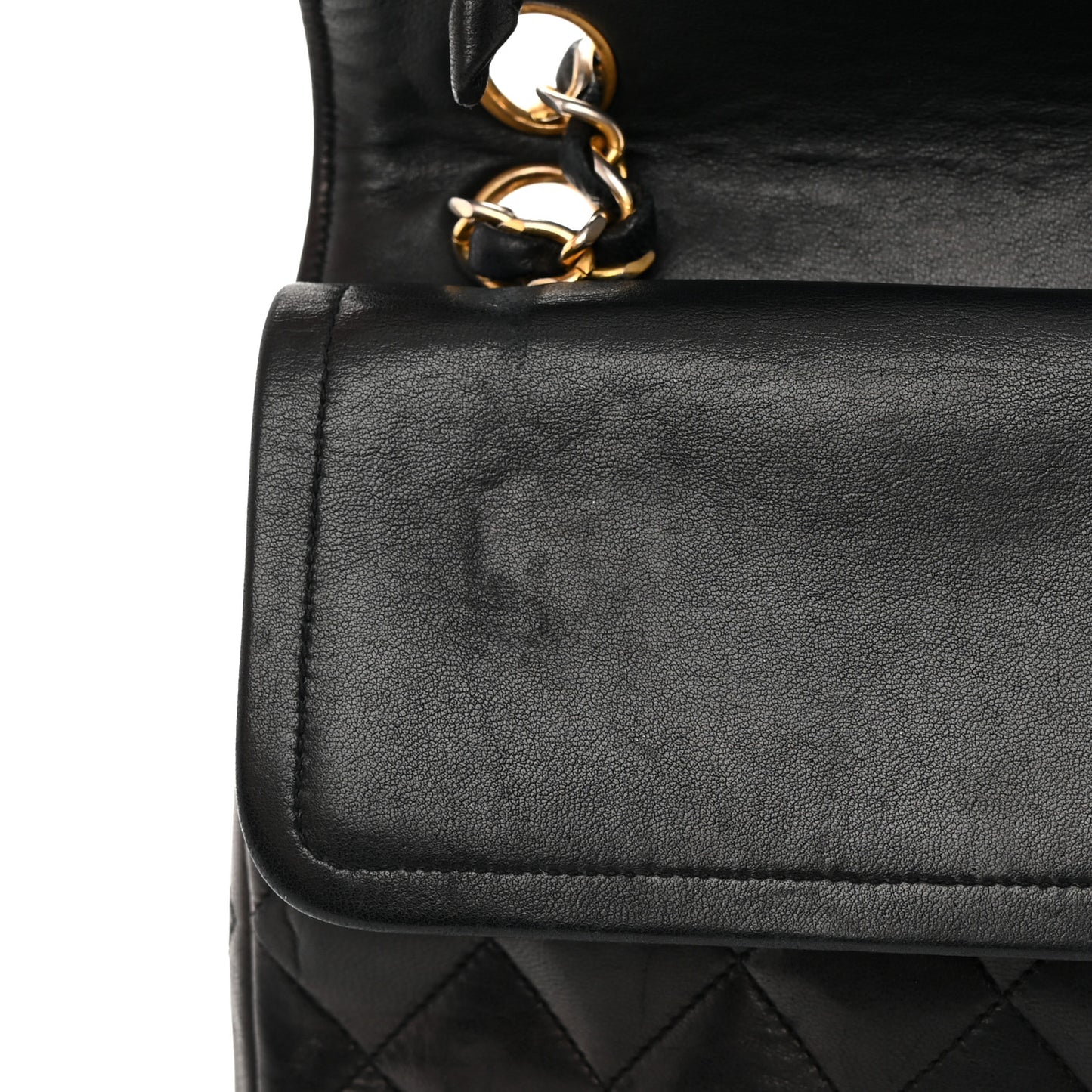 Lambskin Quilted Medium Double Flap Black