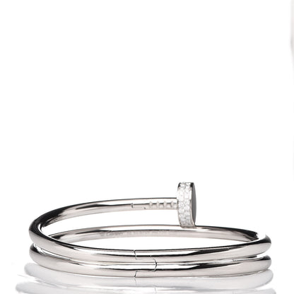 Cartier 18K White Gold Diamond Double Wrap Juste Un Clou Bracelet 15 3 of 4