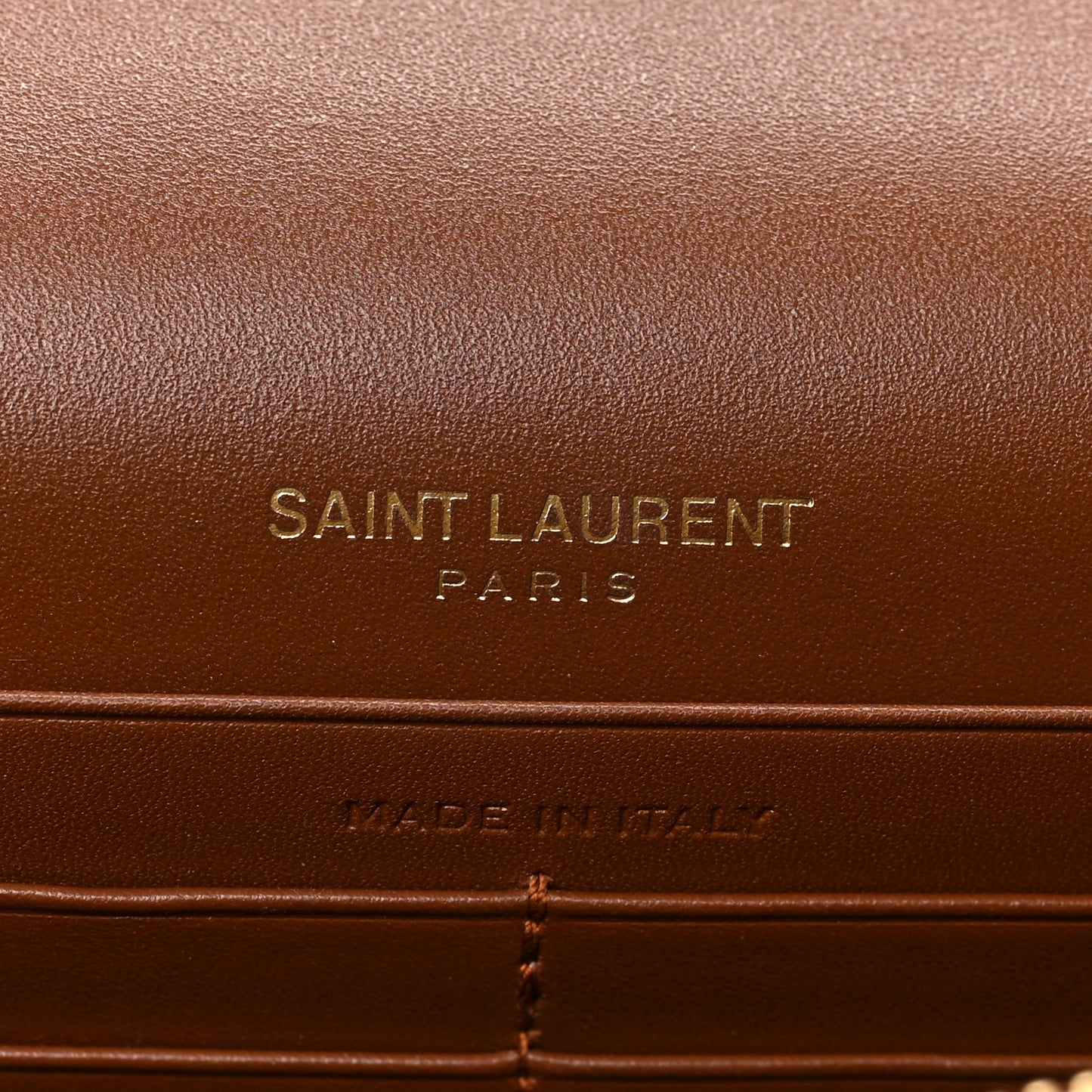 Smooth Calfskin Classic Monogram Kate Tassel Chain Wallet Brown