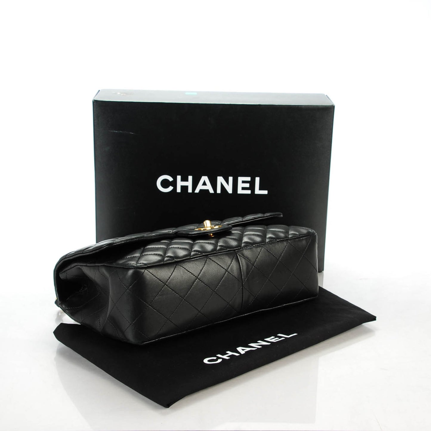 Lambskin Quilted Jumbo Single Flap Black