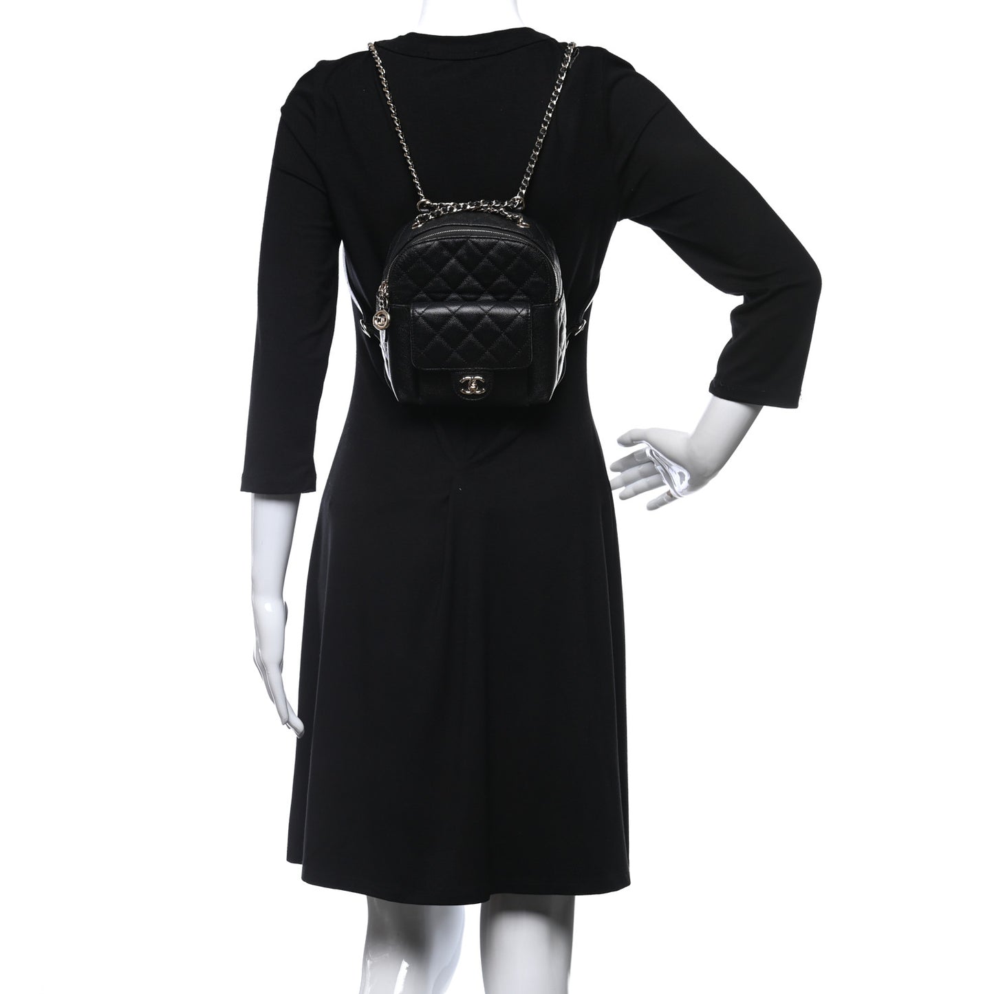 Caviar Quilted Small CC Day Backpack Black