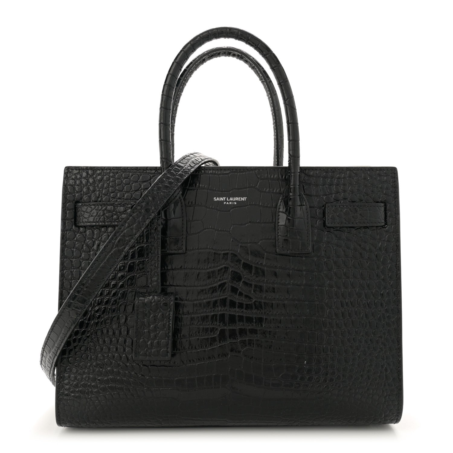 Saint Laurent Calfskin Crocodile Embossed Baby Sac De Jour Black 1 of 17