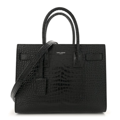 Saint Laurent Calfskin Crocodile Embossed Baby Sac De Jour Black 1 of 17