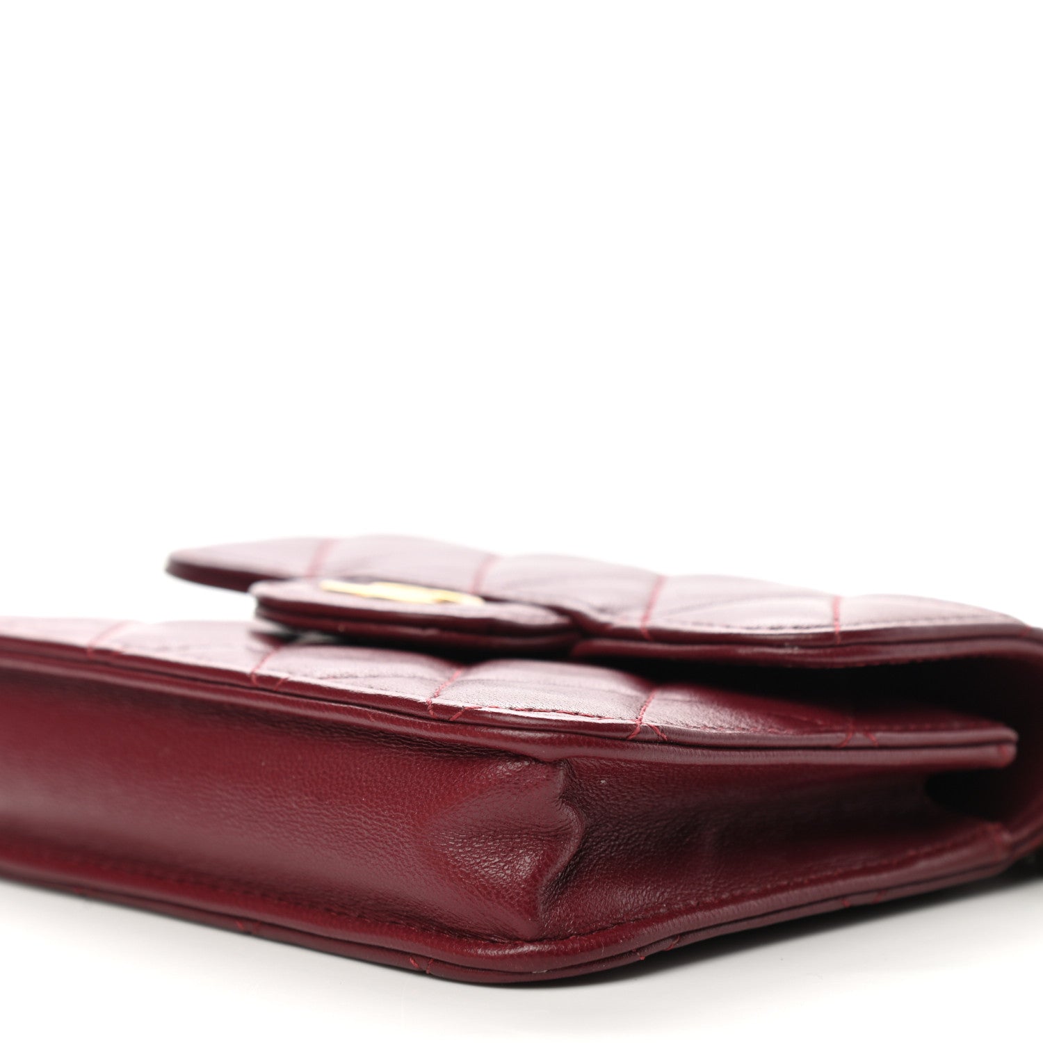 Chanel Lambskin Quilted Top Handle Flap Coin Purse With Chain Burgundy 11 of 12