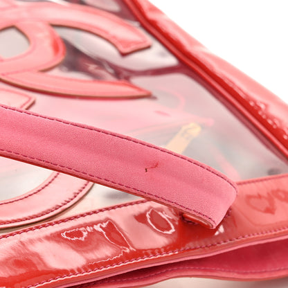 Chanel Vinyl Patent CC Logo Beach Tote Red 15 of 20