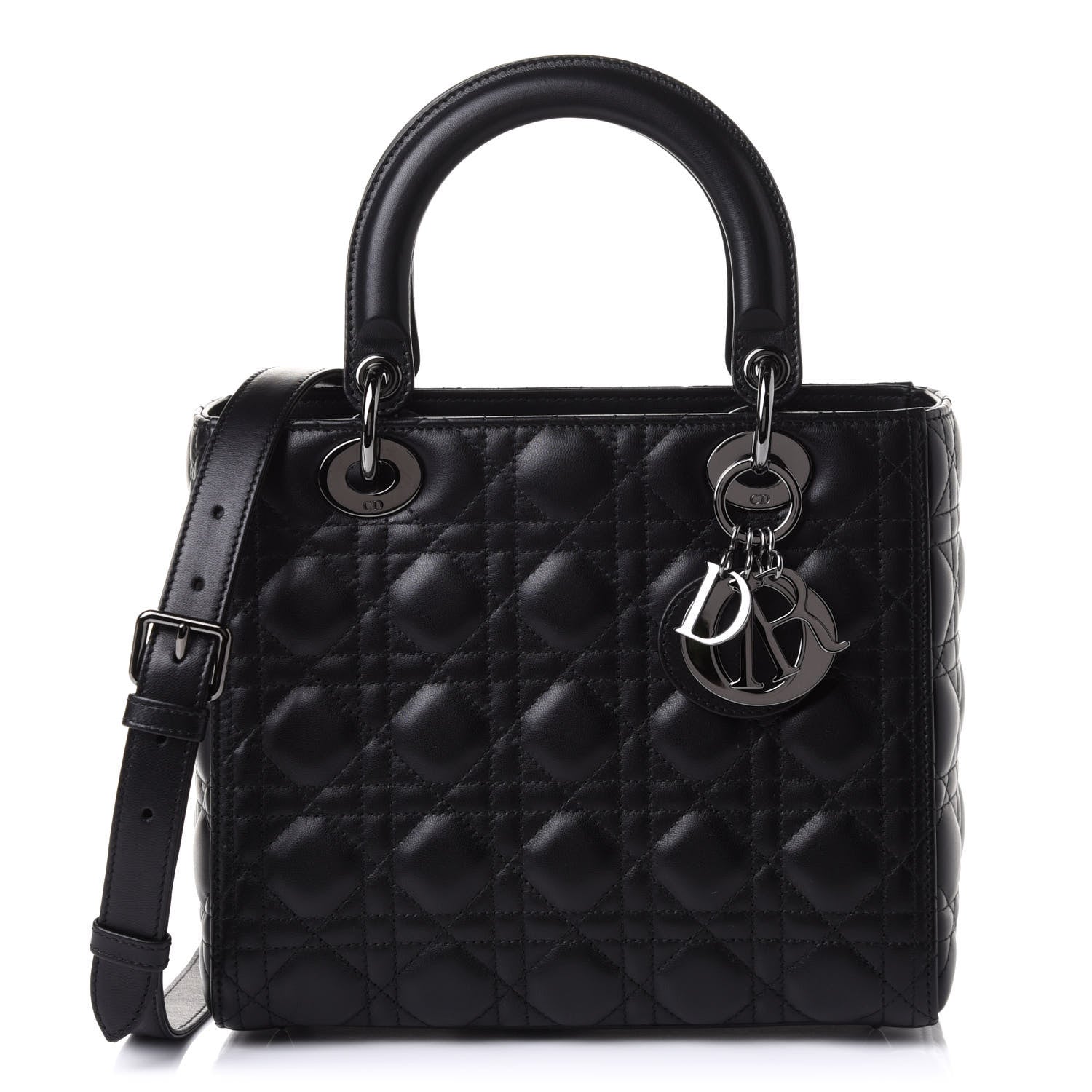 Christian Dior Lambskin Cannage Medium Lady Dior Black 1 of 10