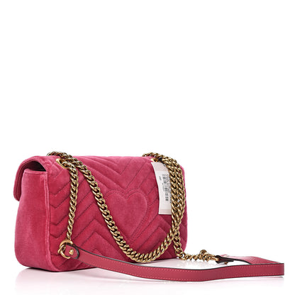 Gucci Velvet Matelasse Small GG Marmont Shoulder Bag Light Raspberry Rose 3 of 11