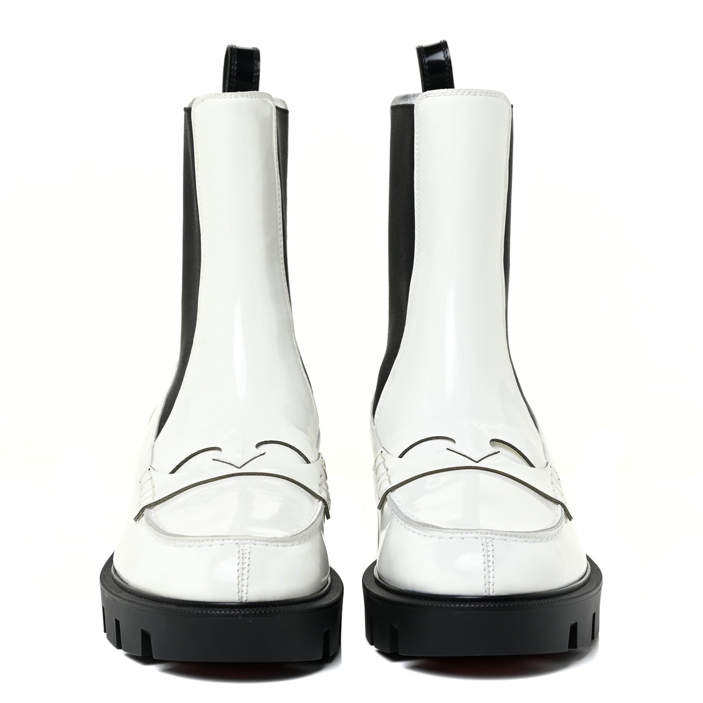 Calfskin Abrasivato Montezumo Lug Chelsea Boots 37.5 White Black