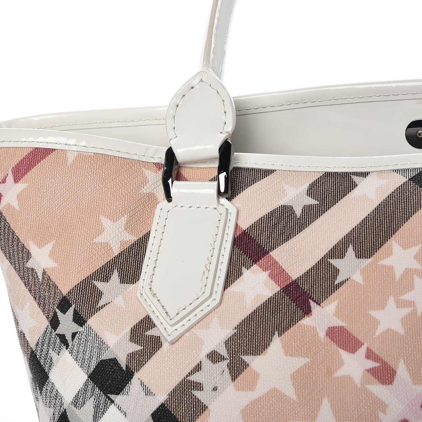 Patent Supernova Check Stars Medium Nickie Tote White