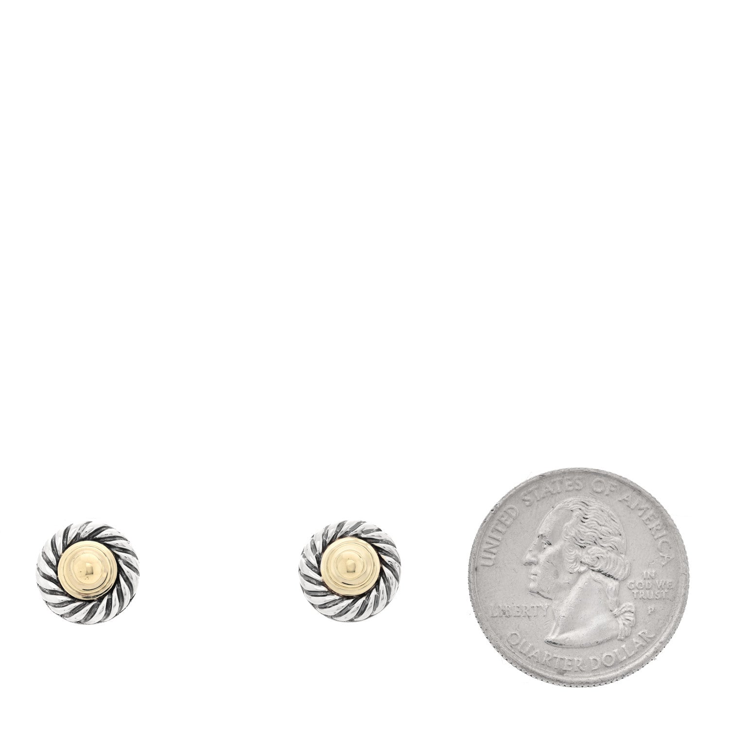 David Yurman Sterling Silver 14K Yellow Gold Cookie Earrings 2 of 4