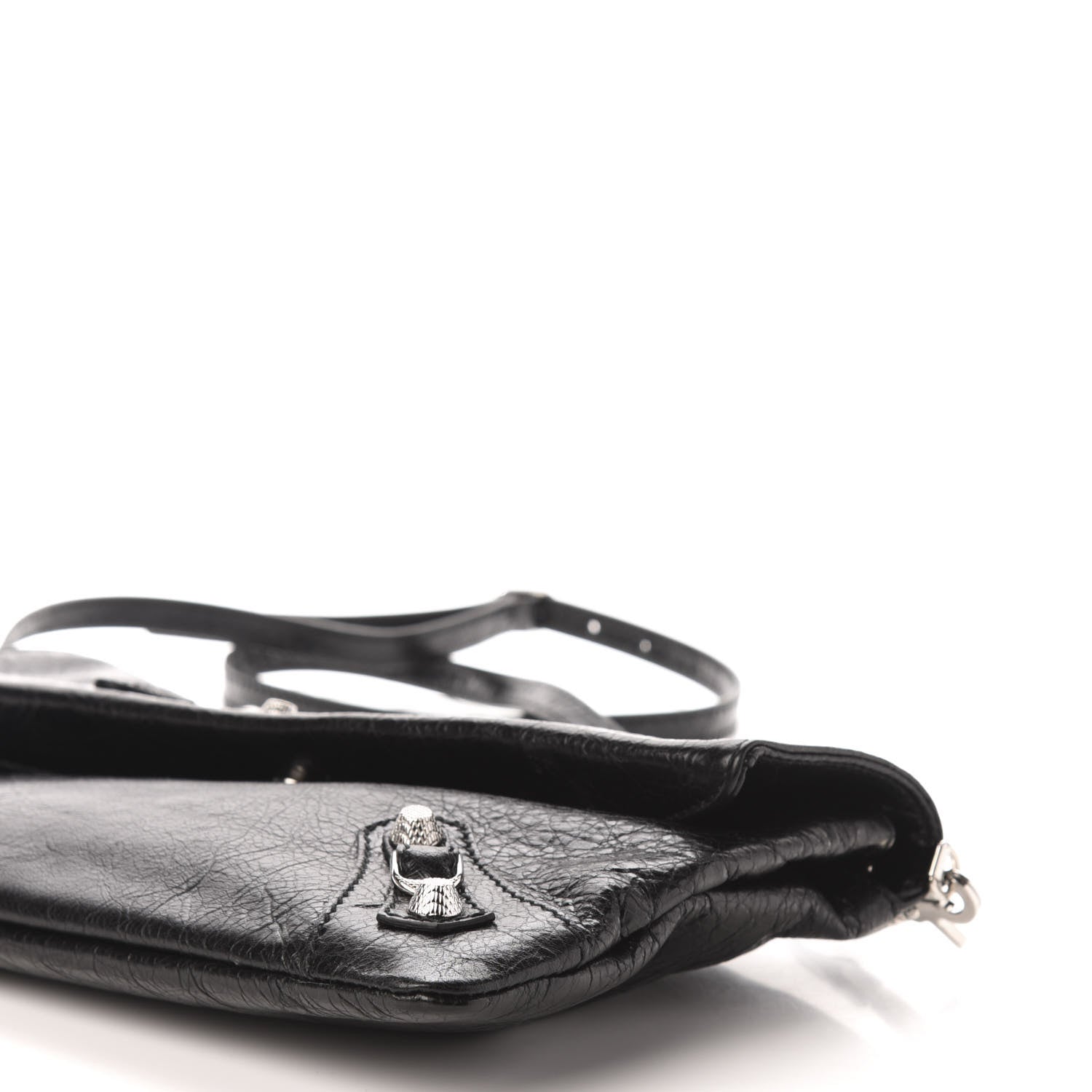 Balenciaga Agneau Giant 12 Silver Hardware Envelope Strap Clutch Black 9 of 10