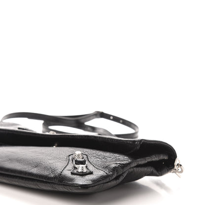 Balenciaga Agneau Giant 12 Silver Hardware Envelope Strap Clutch Black 9 of 10