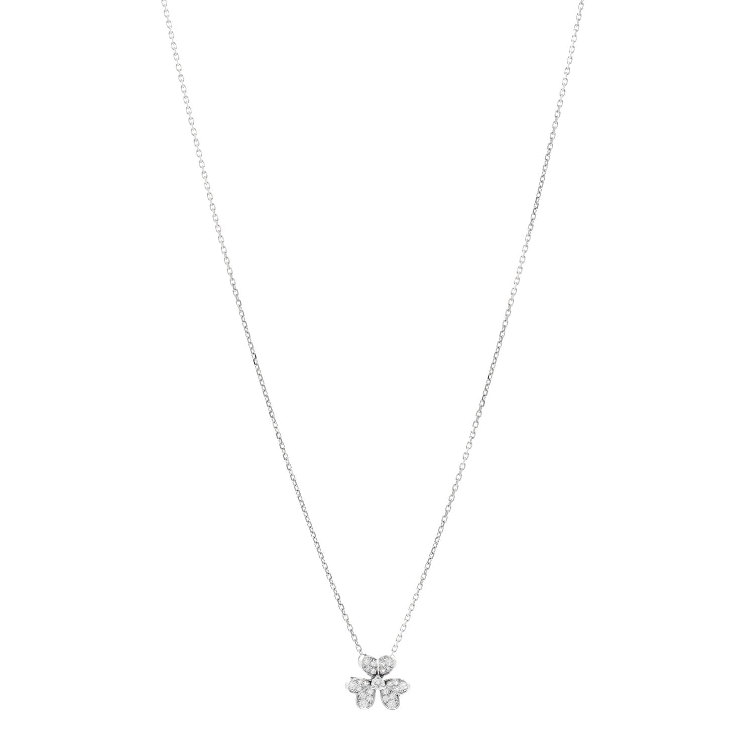 Van Cleef & Arpels 18K White Gold Diamond Mini Frivole Pendant Pave Necklace 1 of 5