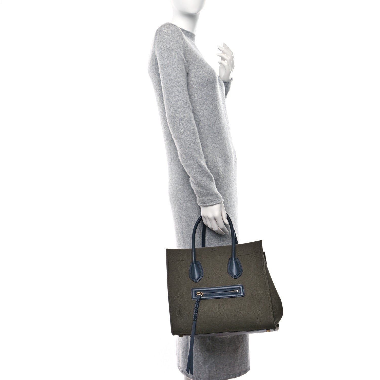 Celine Cotton Canvas Medium Phantom Luggage Olive 2 of 13