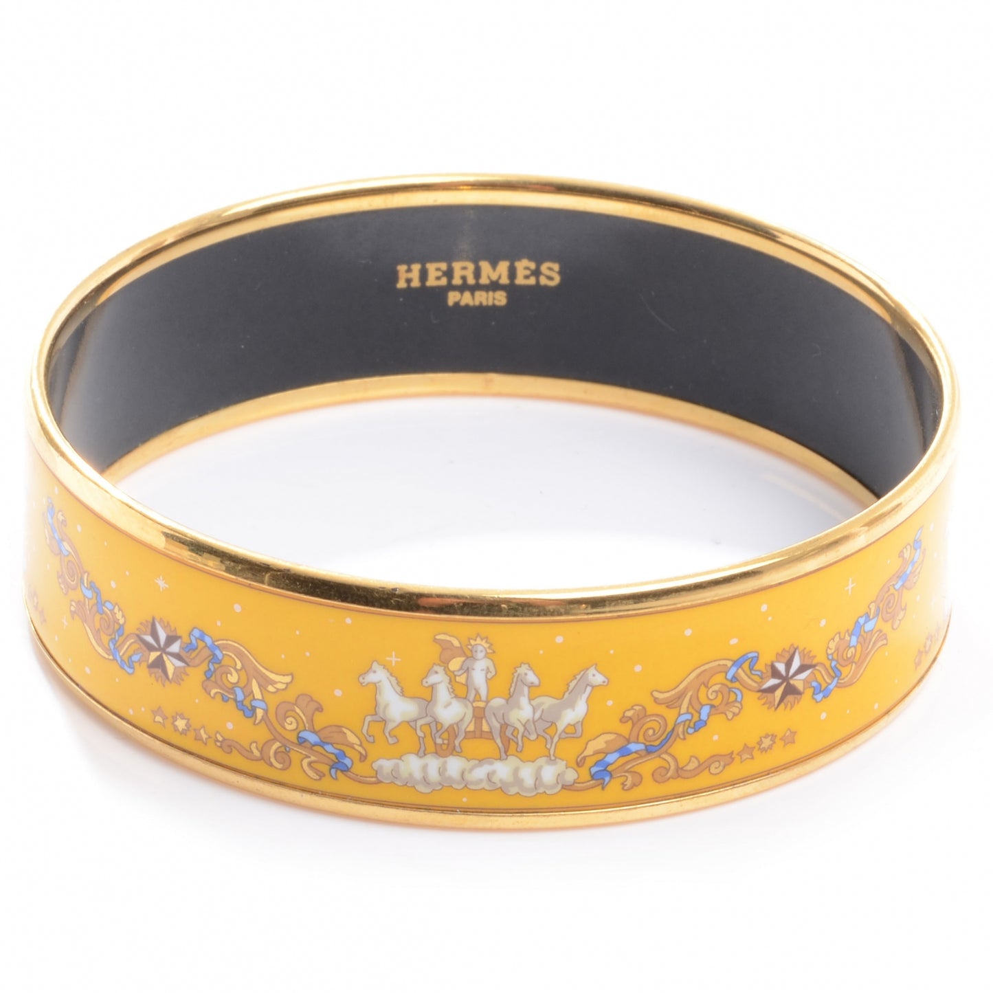 Enamel Printed Horses Wide Bracelet 65 Yellow