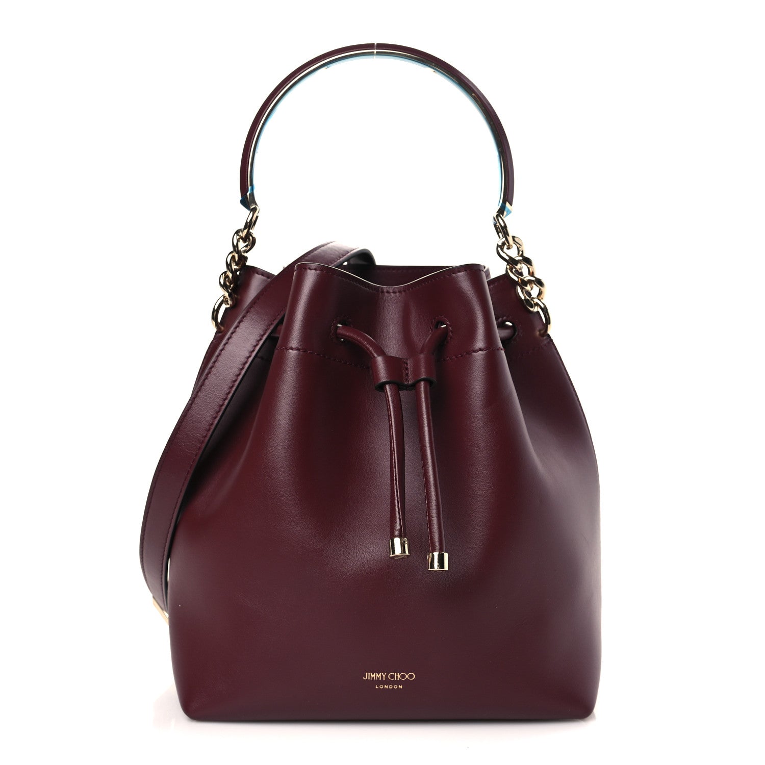 Jimmy Choo Calfskin Bon Bon Bucket Bag Burgundy 1 of 8
