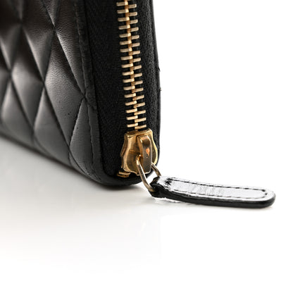 Chanel Lambskin Quilted Large Gusset Zip Around Wallet Black 10 of 10