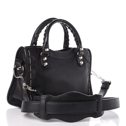 Balenciaga Calfskin Topstitch Classic Silver Hardware Mini City Black 3 of 7