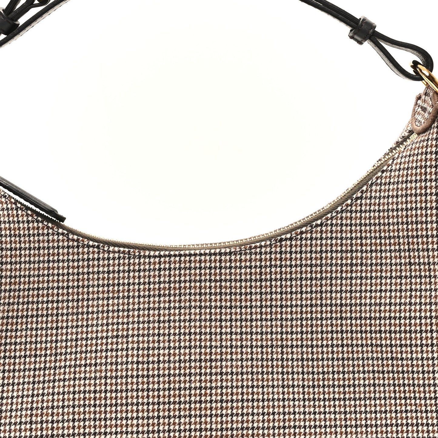 Wool Vitello Grace Small Houndstooth Small Fendigraphy Hobo Bag Beige Ebano